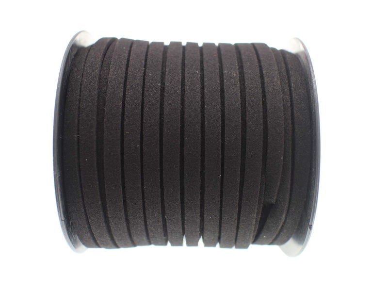 Pamir Tong Faux Suede Leather Cord String for Jewerly Making 5mm 40 Yards Black Bracelet Cord Flat Thin Leather Lace Thread for Necklace-Chocker & DIY Projects - Image 3